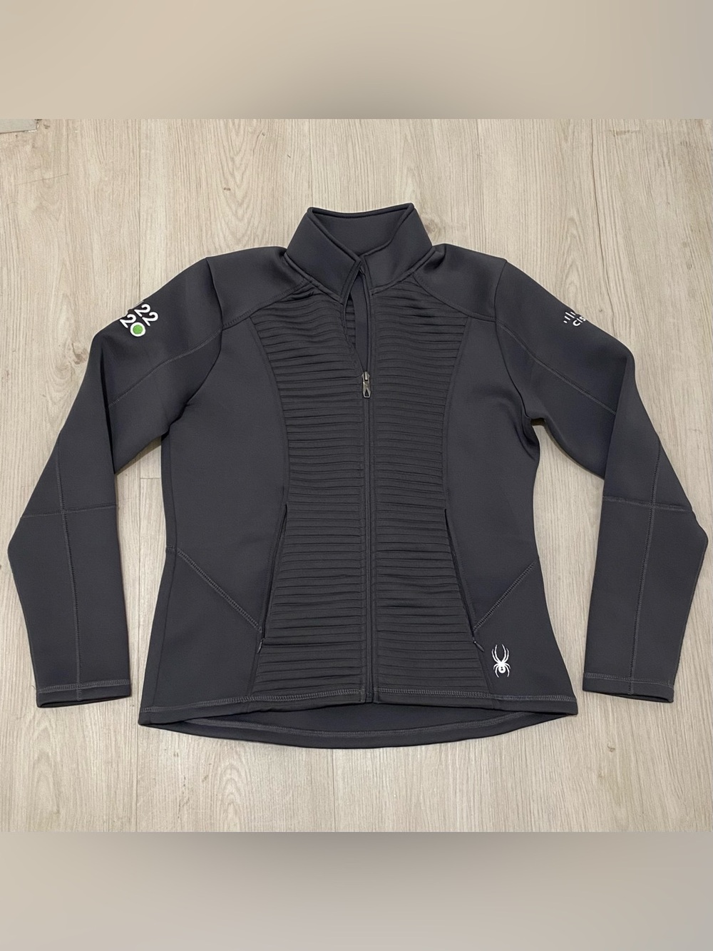 Spyder Women Venom Full Zip Jacket Medium M Gray Cisco Corporate Swag Hybrid Rib